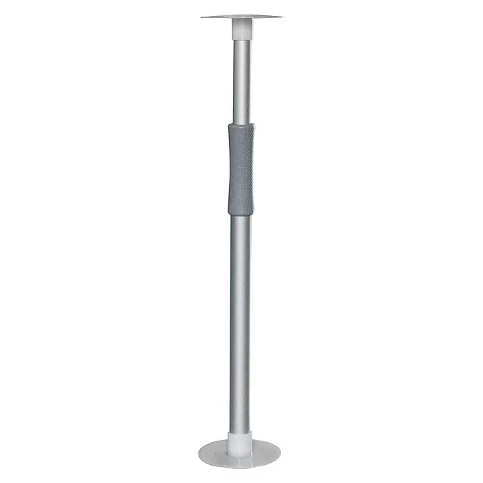 Persenningstütze - Verstellbar: 60 mm - 100 mm - Höhenverstellbare silberne Aluminiumsäule mit grauem Strukturgreifer, flacher Basis und flacher Oberseite.