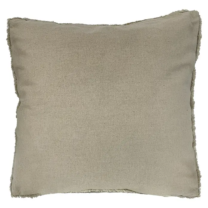 Cojín Tufted Joy - 45 x 45 cm, Textil, Taupé, Cuadrado - Cojín cuadrado beige con bordes deshilachados, perfecto para añadir un ambiente relajado a cualquier habitación. Ideal como elemento decorativo en sofá o cama.