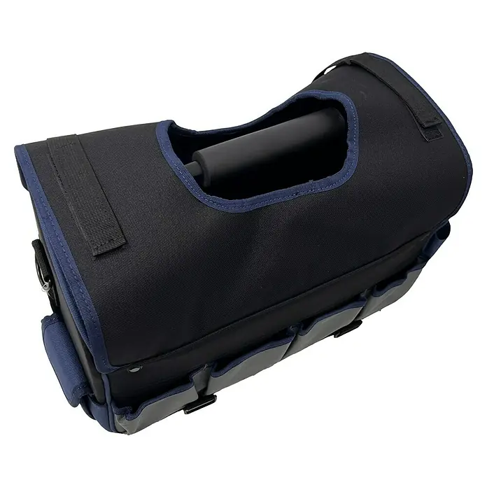 Wisent Bolsa para herramientas BASTB5 - No incluye herramientas, Negro/Gris/Azul, Correa acolchada - Robusta bolsa de herramientas negra con borde azul y prácticos bolsillos externos para organización y fácil acceso a las herramientas.