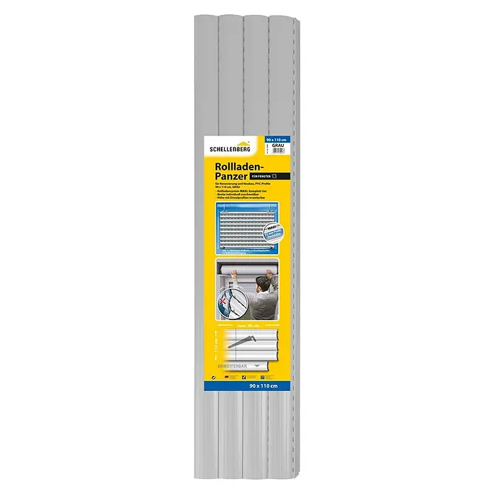 Schellenberg Rollladenpanzer MAXI - 90 x 110 cm, Achatgrau - Produktbild eines Schellenberg Rollladenpanzers in Grau, 90 x 110 cm, ideal für Fensterrenovierungen und Neubauten.