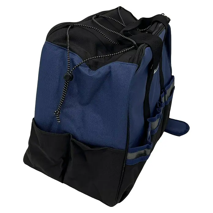 Wisent Bolsa para herramientas BASTB3 - No incluye herramientas, Azul/Negro/Gris - Una bolsa de mano azul y negra con múltiples bolsillos, adecuada para herramientas y otros elementos esenciales, perfecta para artesanos.