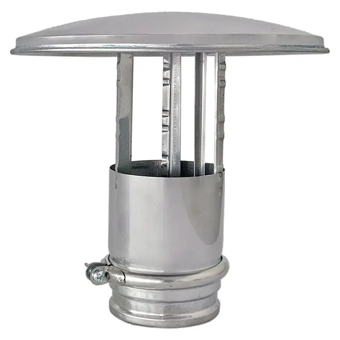 Practic Sombrerete pared simple - Diámetro: 80 mm, Inox - Sombrerete metálico para chimenea con protector contra la lluvia, incluye elementos de fijación para una fácil instalación.