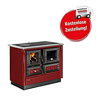 Justus Küchenherd Rustico-90 2.0 (7 kW, Raumheizvermögen: 144 m³, Bordeaux, Backofen rechts)