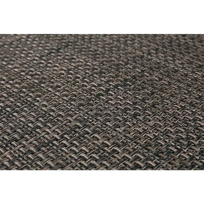 Teppichläufer Soft - Grau/Braun, 150 x 50 cm, 79 % Polyvinylchlorid, 21 % Polyester - Detailaufnahme eines braunen, gewebten Platzsets. Die Textur des Platzsets ist deutlich sichtbar und zeigt das feine Muster.