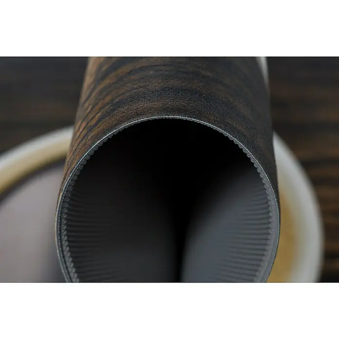 Läufer Kitchen - Coffee, 150 x 50 cm - Nahaufnahme einer gewickelten, strukturierten Tischdecke in Braun- und Grautönen.