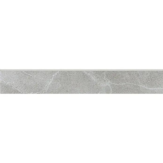 Zócalo cerámico Soul - 9 x 60,8 cm, Cement, Mate - Borde de mármol gris con delicadas vetas blancas, perfecto para elegantes acentos de pared y piso en interiores. Aspecto elegante para cualquier hogar.