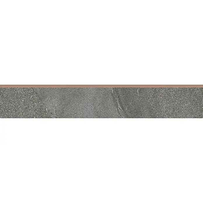 Zócalo cerámico - 7,4 x 45 cm, Grafito, Mate - Baldosa de porcelana gris con acabado mate y textura irregular, ideal para interiores modernos.