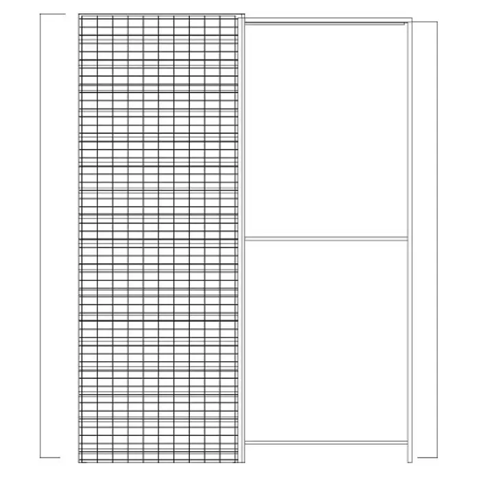 Odem Estructura de puerta corredera para pared de obra - 80 x 203 cm, grosor 90 mm, Pared de obra, Acero - Armario con puerta de rejilla a la izquierda y puerta lisa a la derecha. Ideal para espacios de vida modernos. Proporciona espacio.