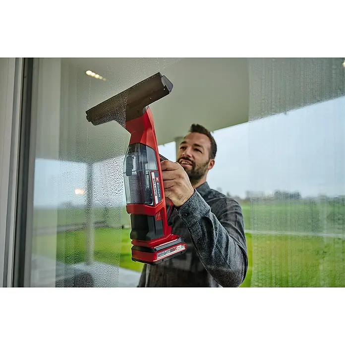 Einhell PXC 18V Limpiadora de cristales de batería Brillianto - 18 V, Sin batería, Volumen de recipiente: 0,1 l - El limpiacristales inalámbrico Einhell BRILLIANTO limpia las ventanas sin dejar marcas y sin esfuerzo. El dispositivo garantiza cristales limpios en poco tiempo.