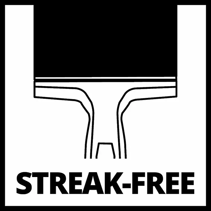 Einhell Düsen-Set BRILLIANTO - 2 -tlg. - Symbol für streifenfreie Reinigung mit stilisiertem Fensterwischer und dem Text "STREAK-FREE" für perfekte Sauberkeit.