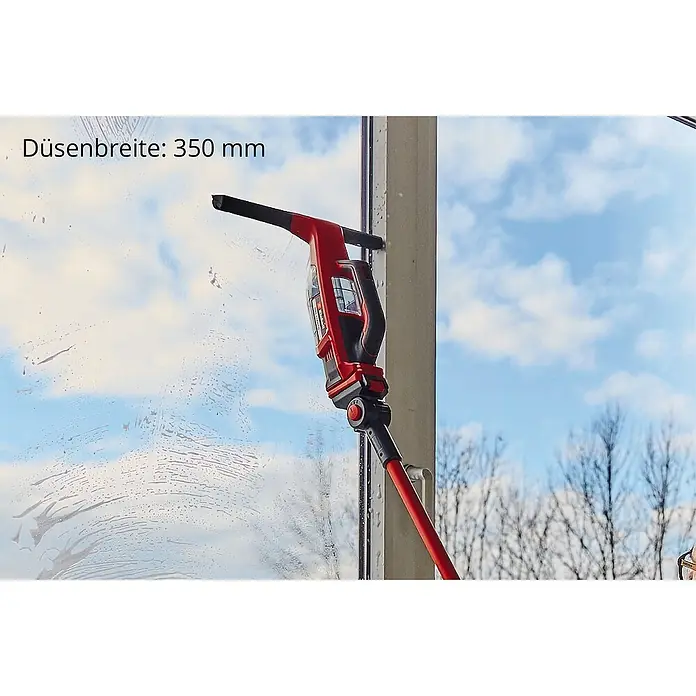 Einhell Düsen-Set BRILLIANTO - 2 -tlg. - Fensterreiniger im Einsatz. Der Akku-Fenstersauger sorgt für saubere Fenster ohne Streifen. Düsenbreite: 350 mm.