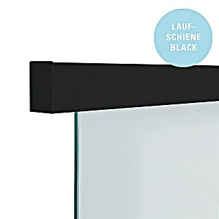Diamond Doors Black Edition Glasschiebetür-Beschlag Linea 60 2.0 (Schwarz, Art Beschlag: Geschlossen, Länge: 200 cm)
