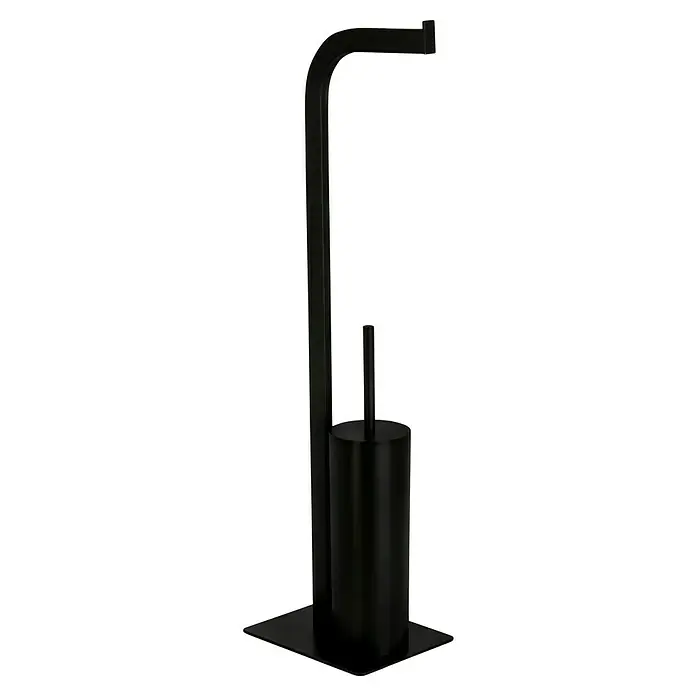 Camargue WC-Kombi-Bürstengarnitur Bellatrix - Höhe: 71,5 cm, Schwarz - Eine elegante, freistehende WC-Garnitur in Schwarz, die Toilettenbürste und Papierrollenhalter stilvoll vereint. Praktisch und modern für jedes Badezimmer.
