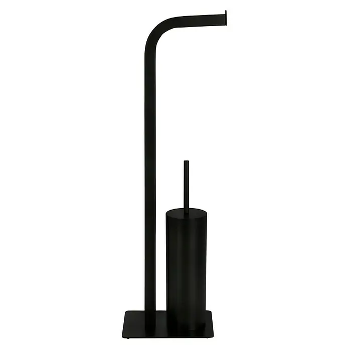 Camargue WC-Kombi-Bürstengarnitur Bellatrix - Höhe: 71,5 cm, Schwarz - Freistehender Toilettenpapierhalter mit Bürste in elegantem Schwarz für das Badezimmer. Stilvolle Badaccessoires.