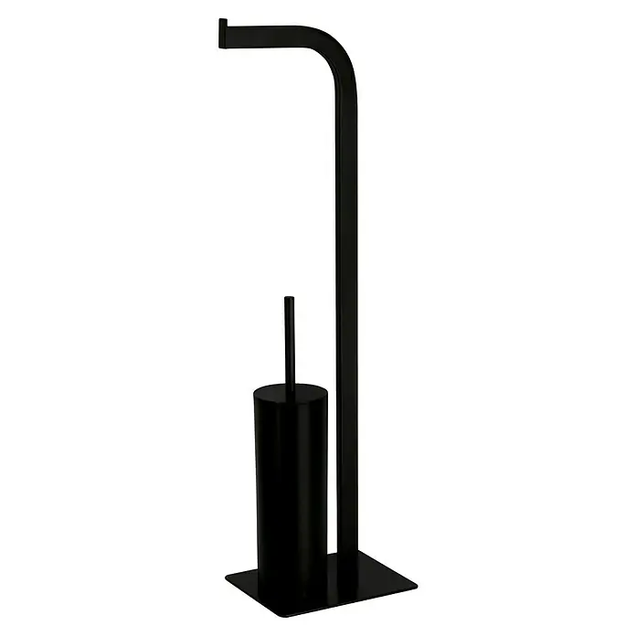 Camargue WC-Kombi-Bürstengarnitur Bellatrix - Höhe: 71,5 cm, Schwarz - Elegante, freistehende, schwarze Toilettenbürste mit Papierrollenhalter. Funktionale Badaccessoires für moderne Badezimmer.
