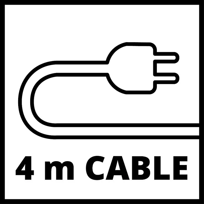 Einhell Abbruchhammer TE-DH 32 - 1.500 W, 32 J, SDS-Max-Aufnahme - Abbildung eines Stromkabels mit einer Länge von 4 Metern, das für den Anschluss elektronischer Geräte verwendet wird.