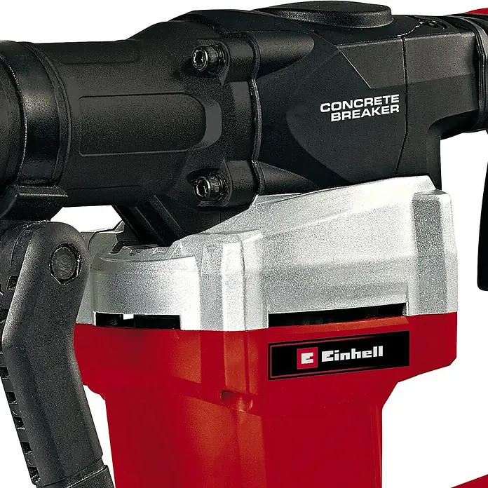 Einhell Abbruchhammer TE-DH 32 - 1.500 W, 32 J, SDS-Max-Aufnahme - Nahaufnahme eines Einhell Betonaufbrechers mit schwarzem und rotem Design, ideal für Bauarbeiten und Renovierungen.