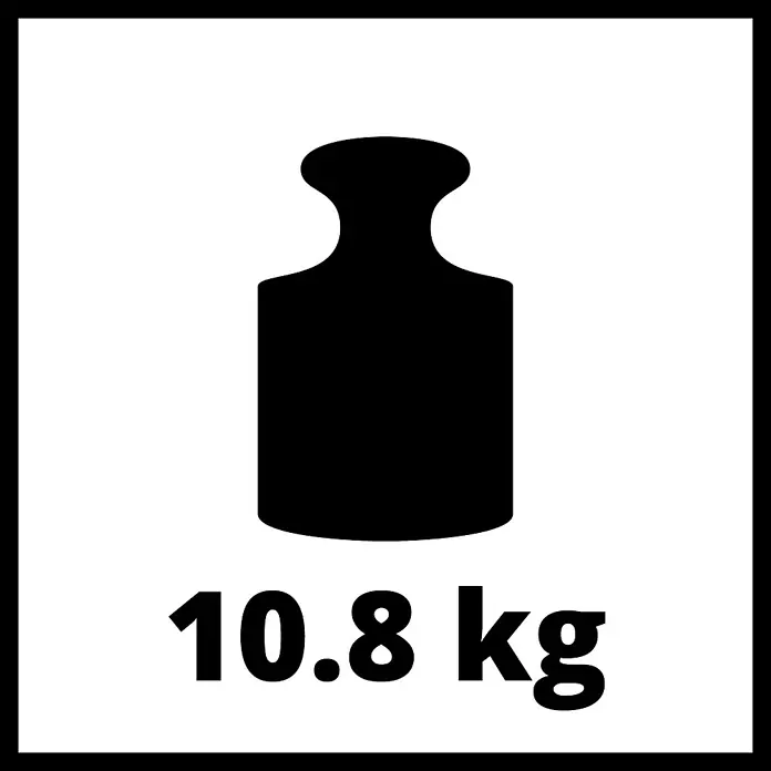 Einhell Abbruchhammer TE-DH 32 - 1.500 W, 32 J, SDS-Max-Aufnahme - Abbildung eines Gewichts von 10,8 kg, dargestellt in Schwarz auf Weiß, um das Gewicht des Produkts hervorzuheben.