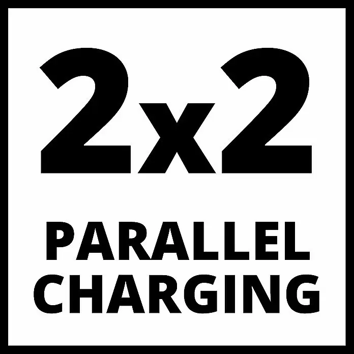 Einhell Power X-Change 18V Schnellladegerät Quattrocharger 4A - Passend für: Einhell Power X-Change Akkus - Text: 2x2 Parallel-Ladefunktion.