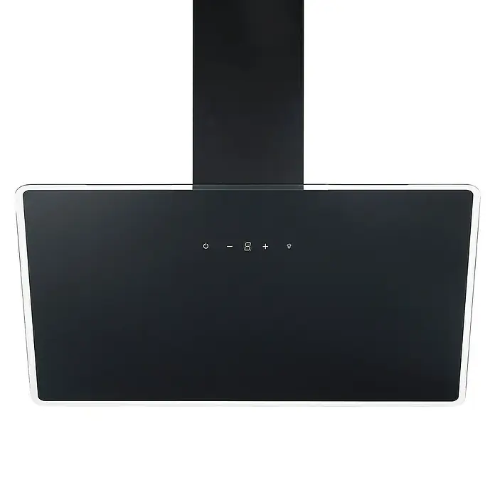 Respekta Schräghaube Lora - Breite: 89,5 cm, Max. Gebläseleistung Abluftbetrieb: 490,6 m³/h, Schwarz - Abzugshaube mit schwarzer Glasfront und Bedienelementen. Eine moderne Dunstabzugshaube für die Küche mit elegantem Design.