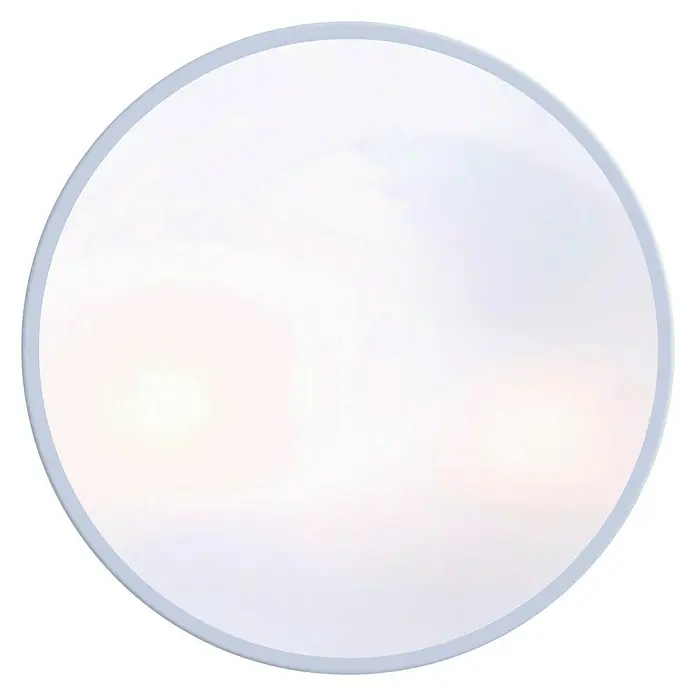 Globo Plafón para pared y techo exterior Vranos 18,5 - 60 W, L x An x Al: 18,5 x 18,5 x 6,5 cm, Plateado, Opal, IP44 - Lámpara de techo redonda con un marco gris claro sencillo y una cubierta blanca difusa para una iluminación agradable.