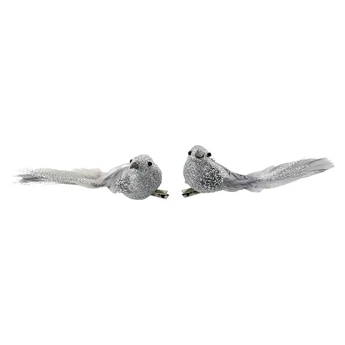 Geroma Christbaumschmuck Silberne Vögel - Silber, Federn, 2 Stk. - Zwei dekorative silberne Vögel mit Clip-Befestigung. Die Vögel sind mit Federn geschmückt und verleihen jedem Raum eine elegante Note.