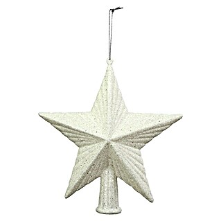 Christbaumspitze Glitzerstern (Länge: 19 cm, Weiß)