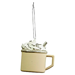 Geroma Christbaumschmuck Tasse mit Sahne (Creme/weiß, Kunststoff, 1 Stk., 15 x 8 x 15 cm)