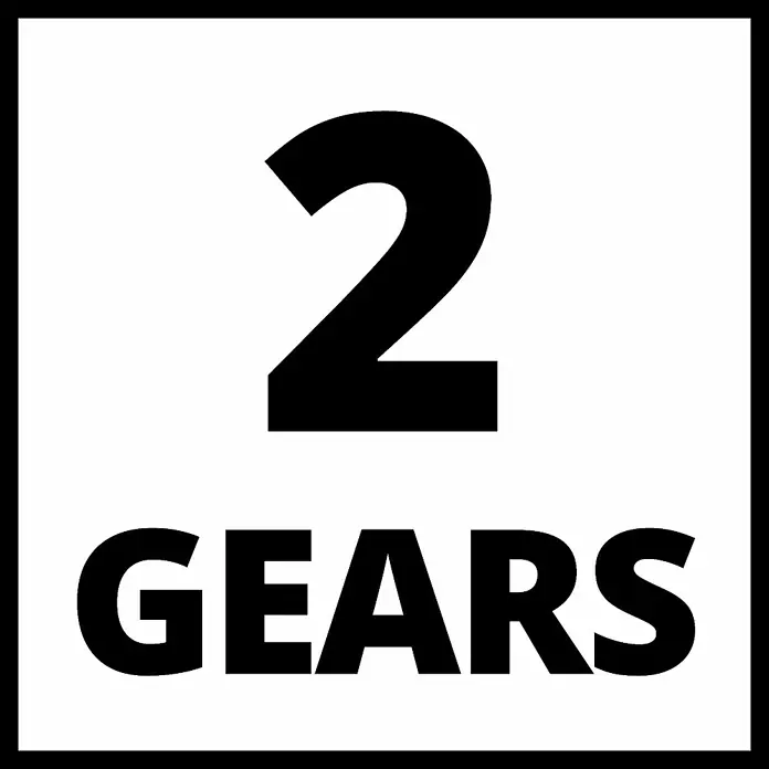 Einhell Professional Power X-Change 18V Farb- & Mörtelmischer TP-MX 18-2 Li BL Solo - 18 V, Ohne Akku, Durchmesser Rührer: 120 mm, M 14 - Schwarzes Symbol mit der Zahl 2 über dem Wort 'GEARS'.