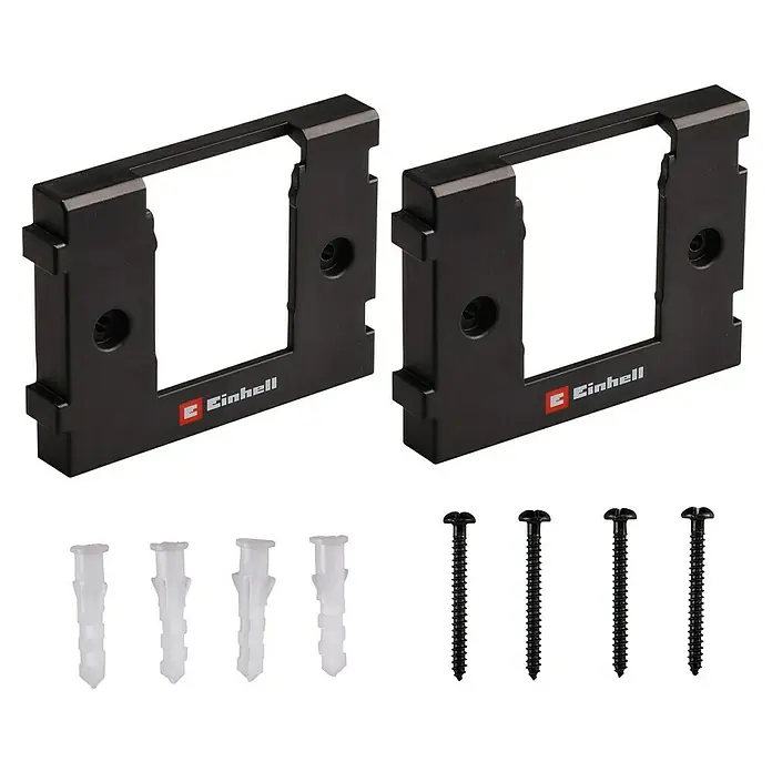 Einhell Power X-Change 18V Wandhalterung PXC - Passend für: Einhell Power X-Change 18V Akkus, 2 Stk. - Zwei schwarze Einhell Gerätehalterungen mit Befestigungsmaterial für eine sichere und einfache Montage. Ideal für Werkstatt und Garage.