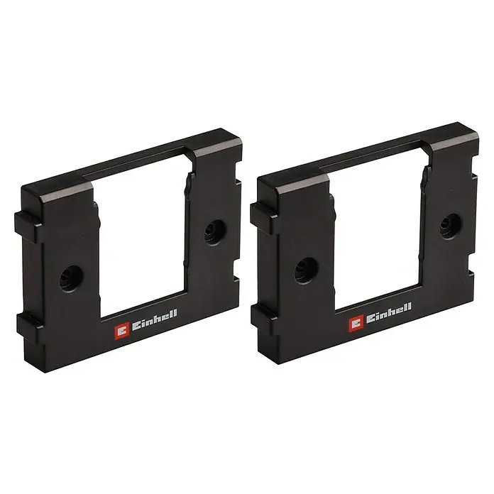 Einhell Power X-Change 18V Wandhalterung PXC - Passend für: Einhell Power X-Change 18V Akkus, 2 Stk. - Zwei schwarze Einhell Gerätehalterungen zur Aufbewahrung von Werkzeugen und Geräten in Werkstätten oder Garagen.