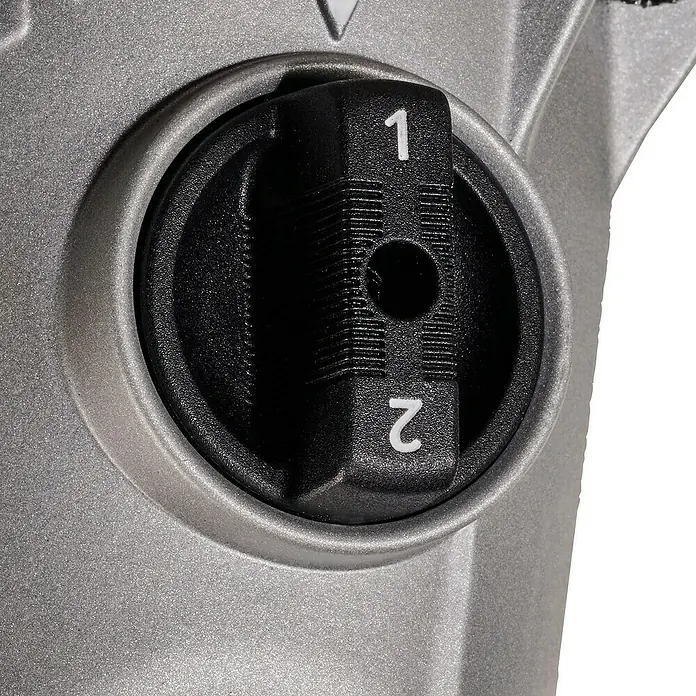 Einhell Professional Power X-Change 18V Farb- & Mörtelmischer TP-MX 18-2 Li BL Solo - 18 V, Ohne Akku, Durchmesser Rührer: 120 mm, M 14 - Detailaufnahme eines Wahlschalters mit den Positionen 1 und 2 an einem Werkzeug.
