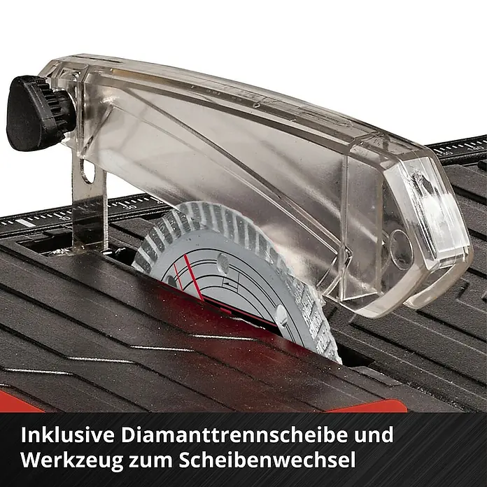 Einhell Power X-Change 18V Akku-Fliesenschneider TE-TC 18/115 - 18 V, Ohne Akku, Schnitttiefe bei 90 °: 24 mm - Diamanttrennscheibe: Werkzeug zum Schneiden mit Schutzvorrichtung und Skala für präzise Schnitte.
