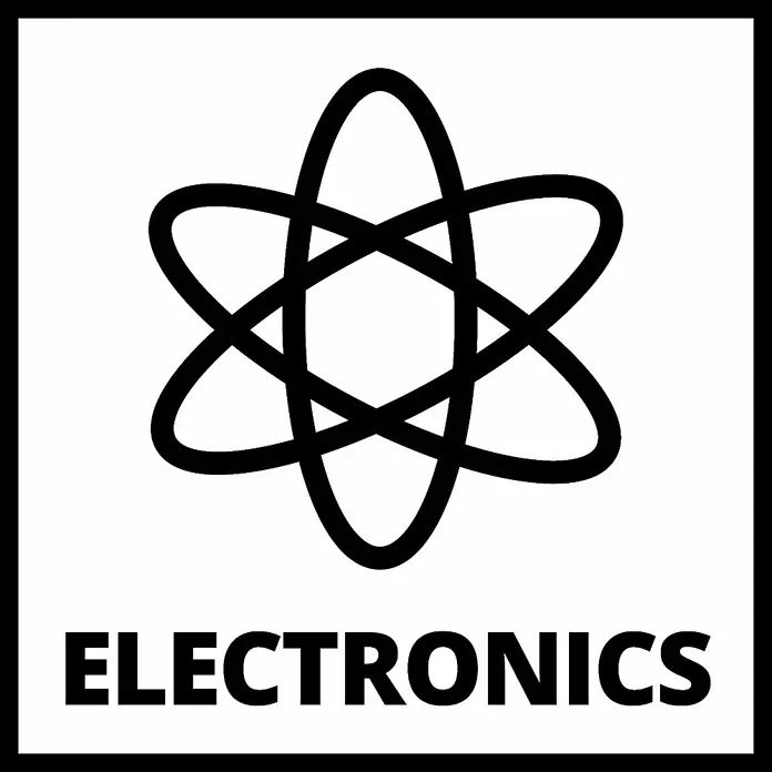 Einhell Professional Power X-Change 18V Farb- & Mörtelmischer TP-MX 18-2 Li BL Solo - 18 V, Ohne Akku, Durchmesser Rührer: 120 mm, M 14 - Schwarzes Atomsymbol über dem Text „ELECTRONICS“, in einem quadratischen Rahmen.