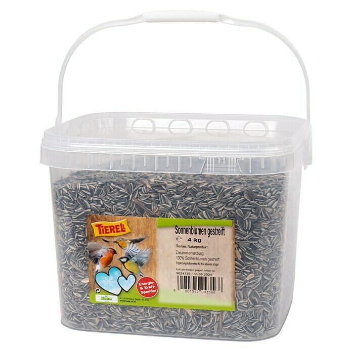 Tierell Wildvogelfutter Sonnenblumenkerne gestreift (4 kg, Kunststoffeimer) | BAUHAUS