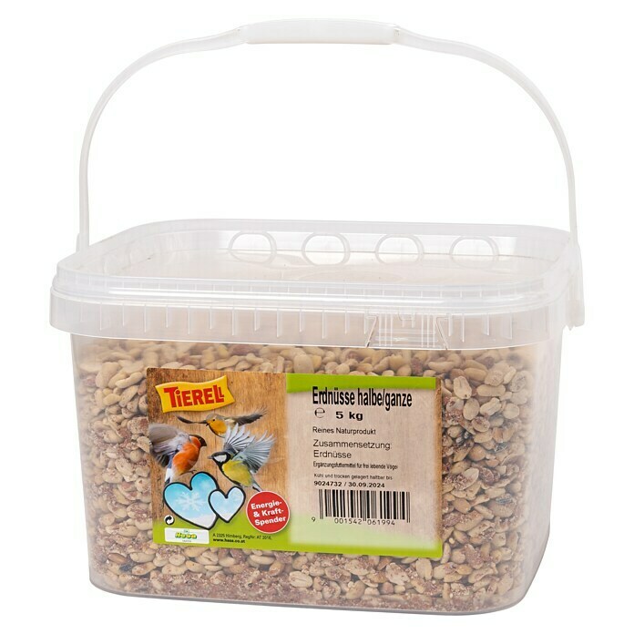 Tierell Wildvogelfutter Erdnüsse Halbe/Ganze (5 kg, Kunststoffeimer) | BAUHAUS