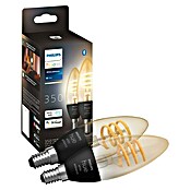 Philips Hue LED-Lampe Filament Classic White Ambiance (E14, 350 lm, Einstellbare Farbtemperatur, 2 Stk.) | BAUHAUS