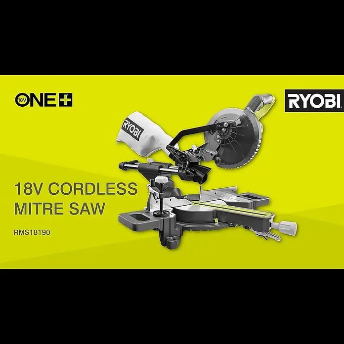 Ryobi ONE+ Akku-Kapp- & Gehrungssäge RMS18190-0 - 18 V, Ohne Akku, 3.600 U/min - RYOBI® 18V ONE+™ Cordless 190mm Compound Sliding Mitre Saw [RMS18190]