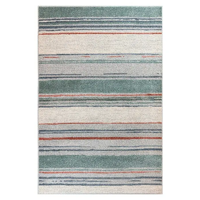 Alfombra de pelo corto Savannah Rayas - Gris, 180 x 120 cm - Esta alfombra presenta un patrón de rayas en varios colores, añadiendo un toque moderno a cualquier habitación.