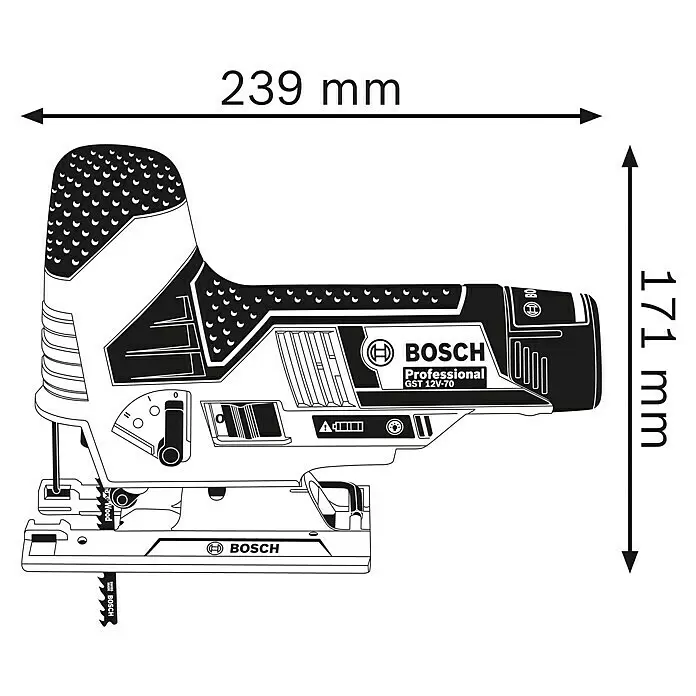 Bosch Professional Akku-Stichsäge GST 12V-7012 V, Li-Ionen, Ohne Akku, Leerlaufhubzahl: 1.500 /min - 2.800 /min