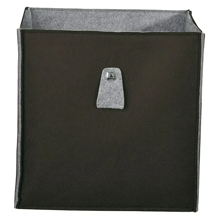 Phönix Atlanta Aufbewahrungsbox - L x B x H: 34 x 34 x 34 cm, Textil, Anthrazit/Grau - Nahaufnahme eines grauen Filzregals mit grauem Innenraum und einem Stoffaufhänger.