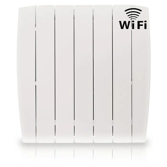 HJM Emisor térmico Optima WiFi - 750 W, Blanco, 9,5 x 55,5 x 58 cm, Cerámico - Radiador inteligente blanco con conectividad WiFi para un hogar moderno y conectado. Control cómodo y calefacción eficiente.
