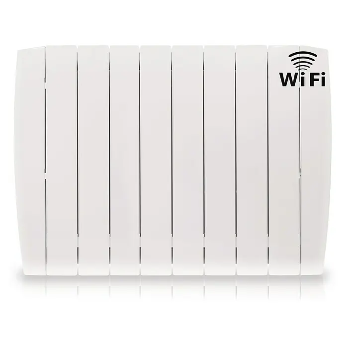 HJM Emisor térmico Optima WiFi - 1.250 W, Blanco, 9,5 x 79,5 x 58 cm, Cerámico - Un radiador blanco y moderno con función Wi-Fi, aportando confort y conectividad a su hogar.