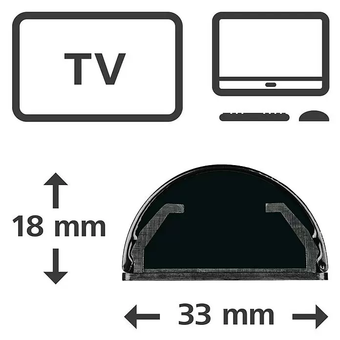 Hama Kabelkanal - 1,1 m x 33 mm x 18 mm, Schwarz - Schwarzer halbrunder Kabelkanal, 18mm hoch, 33mm breit, für TV- und Monitorkabel.