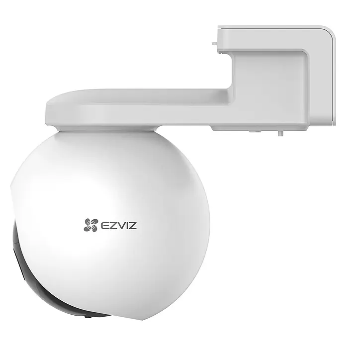 EZVIZ Überwachungskamera HB8 2K+ - Weiß - Eine Nahaufnahme einer weißen EZVIZ-Überwachungskamera, die an einer Wandhalterung befestigt ist.