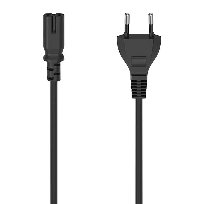 Hama Netzkabel - Schwarz, Länge: 5 m, Eurostecker - Schwarzes Netzkabel mit Eurostecker und Kleeblattstecker für Stromversorgung elektronischer Geräte.