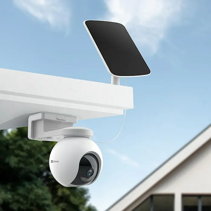 EZVIZ Überwachungskamera HB8 2K+ - Weiß - Überwachungskamera mit Solarpanel für den Außenbereich, die Ihr Zuhause zuverlässig schützt.