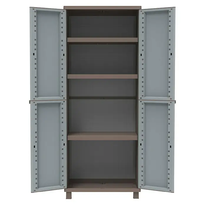 Terry Ratán Kunststoff-Mehrzweckschrank J Rattan 268 - L x B x H: 37,5 x 68 x 170 cm - Ein geräumiger, offener Kunststoffschrank mit mehreren Einlegeböden zur Aufbewahrung und Organisation von Gegenständen.