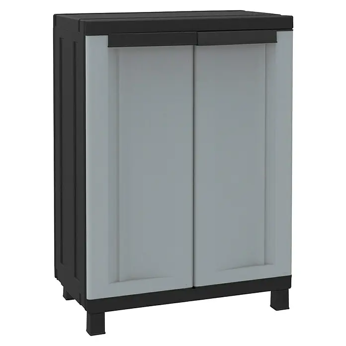 Terry Kunststoff-Mehrzweckschrank Twist Black 680 - L x B x H: 39 x 68 x 91,5 cm - Grauer Mehrzweckschrank mit schwarzen Akzenten. Ideal für die Organisation von Gegenständen in Haus oder Garage.