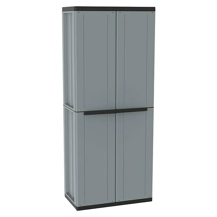 Terry JLine Kunststoff-Mehrzweckschrank J Line 268 - L x B x H: 37,5 x 68 x 163,5 cm - Grauer Kunststoff-Lagerschrank mit vier Türen. Ideal zur Aufbewahrung im Haus, Garage oder Werkstatt. Stabiles Design für eine lange Lebensdauer.